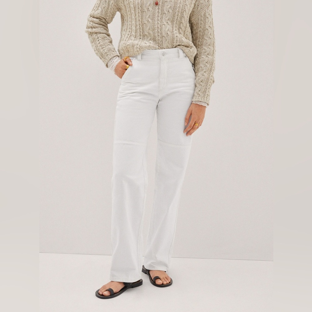 MANGO Carpenter Cargo Jeans White Wide Leg Jeans women’s size 6 US